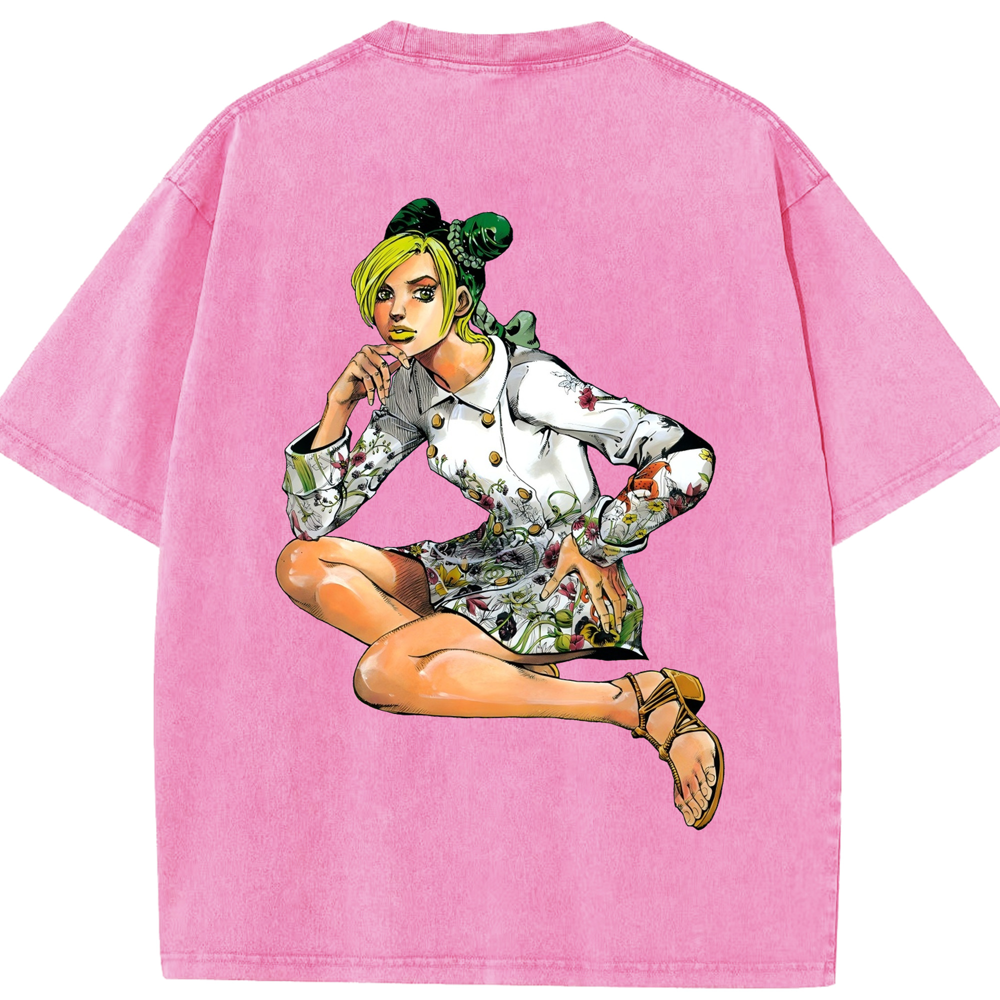 （画像用） "ジョジョの奇妙な冒険 くうじょう ジョリーン JoJo's Bizarre Adventure Jolyne Cujoh " 綿100% ヴィンテージ風 半袖Tシャツ（背面プリント）